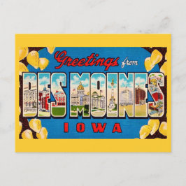 Des Moines Iowa Retro Postcard Briefkaart