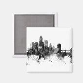 Des Moines Iowa Skyline Black White Magneet (Voorkant / Achterkant)