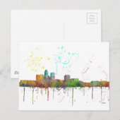 DES MOINES IOWA SKYLINE BRIEFKAART (Voorkant / Achterkant)