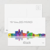 DES MOINES, IOWA SKYLINE - Briefkaarten (Voorkant / Achterkant)
