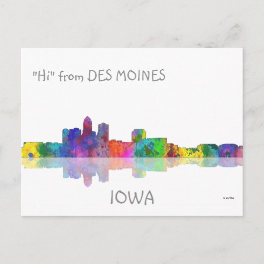 DES MOINES, IOWA SKYLINE - Briefkaarten (Voorkant)