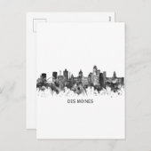 Des Moines Iowa Skyline BW Feestdagenkaart (Voorkant / Achterkant)