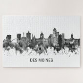 Des Moines Iowa Skyline BW Legpuzzel (Horizontaal)
