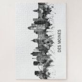 Des Moines Iowa Skyline BW Legpuzzel (Verticaal)