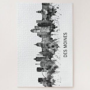 Des Moines Iowa Skyline BW Legpuzzel