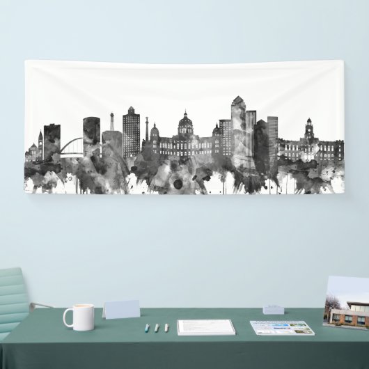 Des Moines Iowa Skyline BW Spandoek (Beurs)