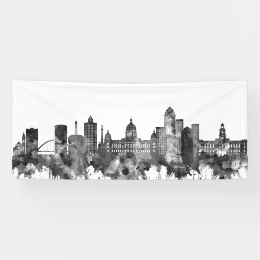 Des Moines Iowa Skyline BW Spandoek (Horizontaal)
