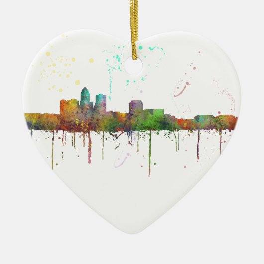 DES MOINES IOWA SKYLINE KERAMISCH ORNAMENT (Voorkant)