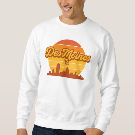 Des Moines Iowa Skyline Sunset | Retro City Pride Trui (Voorkant)