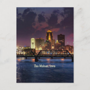 Des Moines, Iowa stadsgezicht Briefkaart