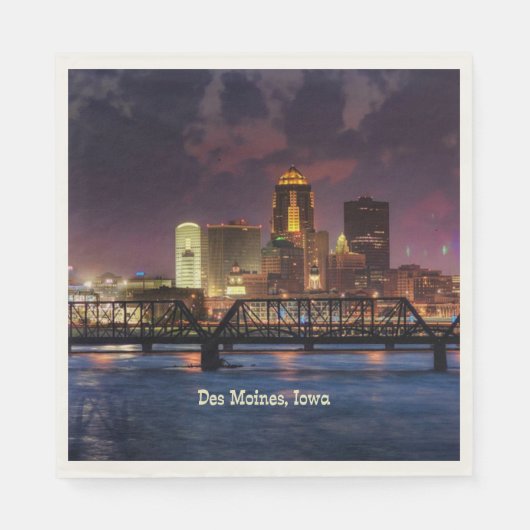 Des Moines, Iowa stadsgezicht Servet (Voorkant)