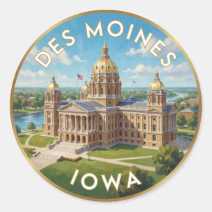 Des Moines Iowa State Capitol 🌾 Ronde Sticker