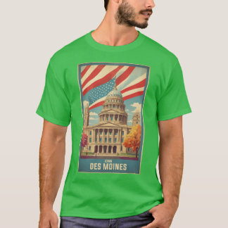 Des Moines Iowa USA Vintage Travel Toerisme Oversi T-shirt