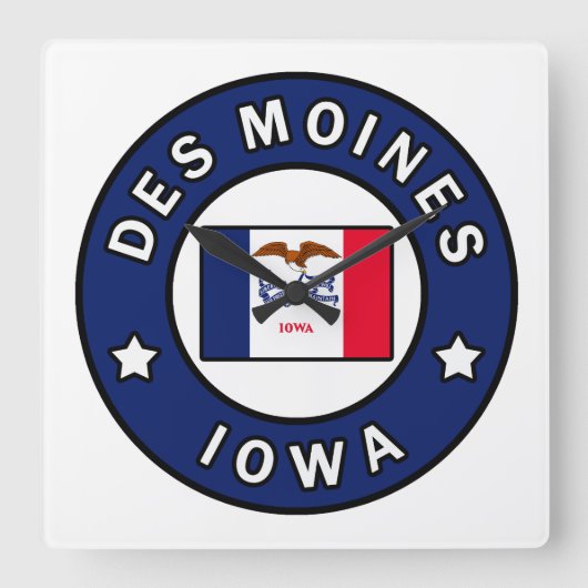Des Moines Iowa Vierkante Klok (Voorkant)