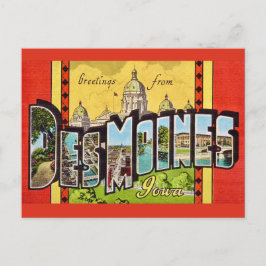 Des Moines Iowa Vintage Ansichtkaart Briefkaart