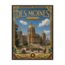Des Moines Iowa Vintage Art Deco Gouden Tijdperk