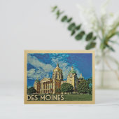 Des Moines Iowa Vintage Travel Briefkaart (Staand voorkant)