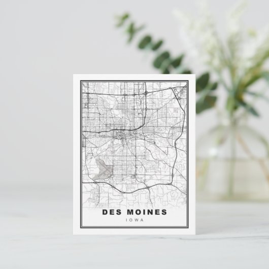 Des Moines Map Briefkaart (Staand voorkant)