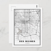 Des Moines Map Briefkaart (Voorkant / Achterkant)