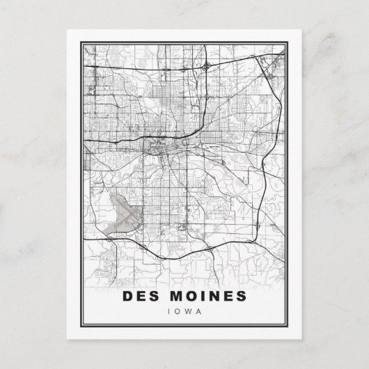 Des Moines Map Briefkaart (Voorkant)