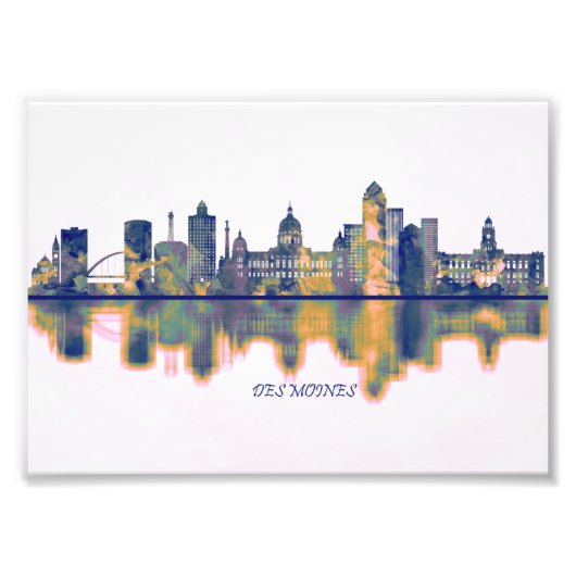 Des Moines Skyline Foto Afdruk (Voorkant)