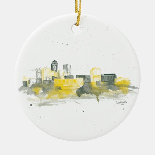 Des Moines Skyline Keramisch Ornament (Voorkant)