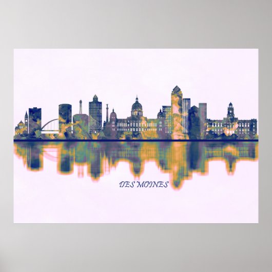 Des Moines Skyline Poster (Voorkant)