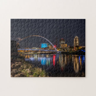 Des Moines skyline 's nachts Legpuzzel