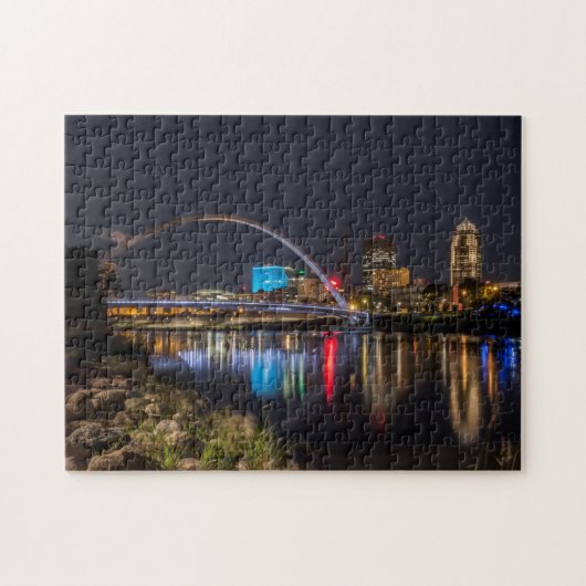 Des Moines skyline 's nachts Legpuzzel (Horizontaal)