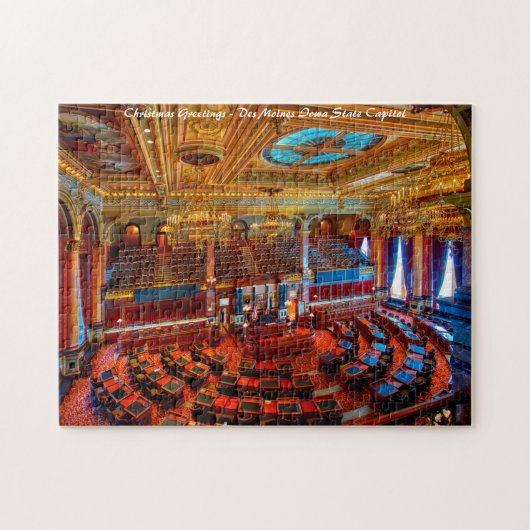 Des Moines State Capitol. Kerstgroeten Legpuzzel (Horizontaal)
