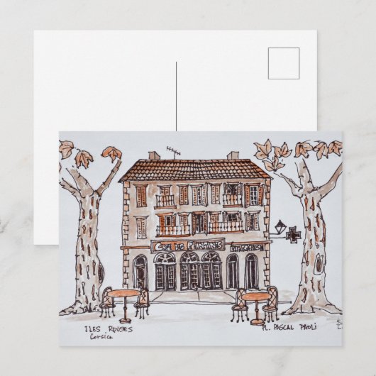 des platens, Place Paoli | Ile Rousse, Corsica Briefkaart (Voorkant / Achterkant)