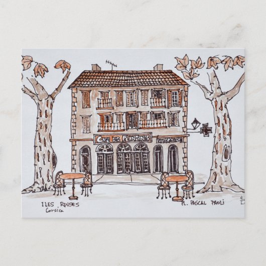 des platens, Place Paoli | Ile Rousse, Corsica Briefkaart (Voorkant)