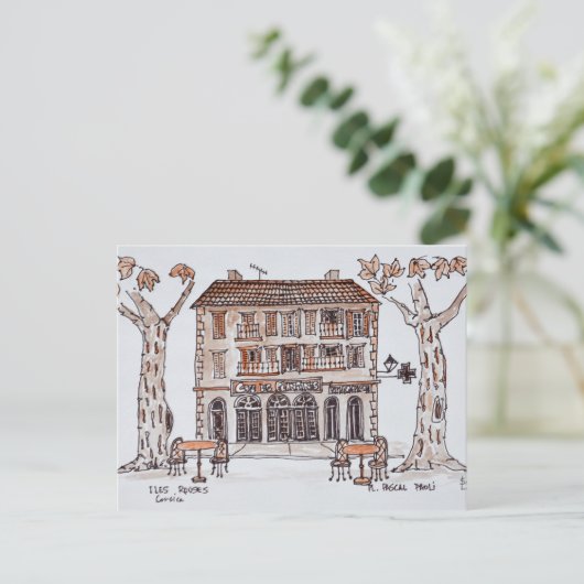 des platens, Place Paoli | Ile Rousse, Corsica Briefkaart (Staand voorkant)