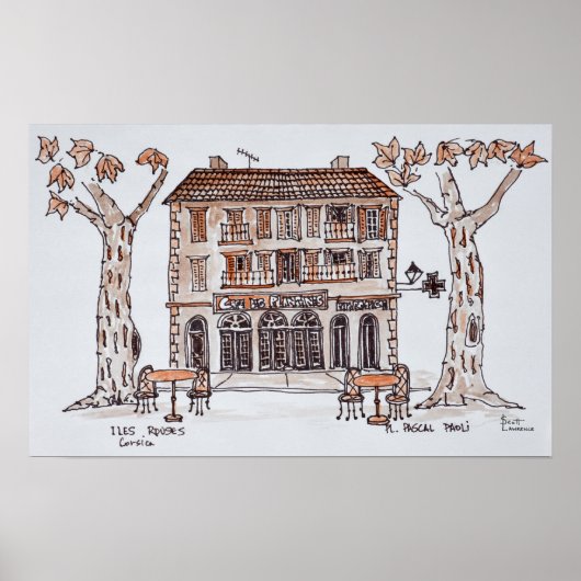 des platens, Place Paoli | Ile Rousse, Corsica Poster (Voorkant)
