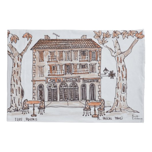 des platens, Place Paoli | L'Ile Rousse, Corsica Kussensloop (Achterkant-Links)