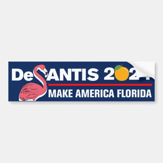 DeSantis 2024 Make America Florida Flamingo Bumpersticker (Voorkant)