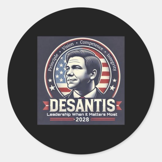 Desantis 2028 - Leiderschap wanneer het de meeste Ronde Sticker (Voorkant)