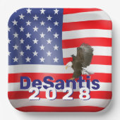 DeSantis 2028 met Bald Eagle Papieren Bordje (Voorkant)