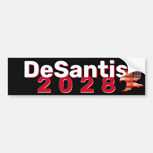 DeSantis 2028 met Flag Eagle Bumper Bumpersticker (Voorkant)