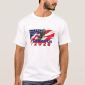 DeSantis 2028 op Amerikaanse vlag T-shirt (Voorkant)