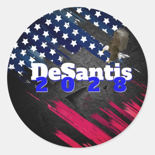 DeSantis 2028 op Vlag Ronde Sticker (Voorkant)