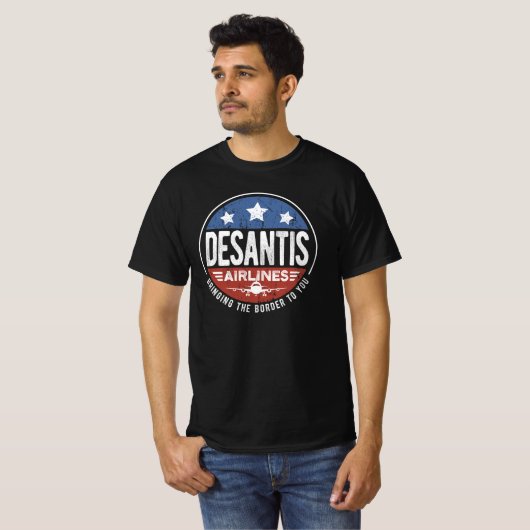 Desantis Airlines brengt de grens naar u T-shirt (Voorkant volledig)