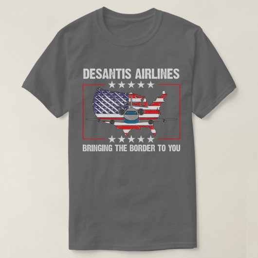 Desantis Airlines die de grens aan u Retro brengt T-shirt (Design voorkant)