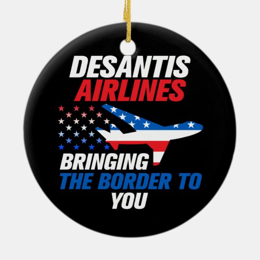 DeSantis Airlines Funny DeSantis 2024 Kerstmis Keramisch Ornament (Achterkant)