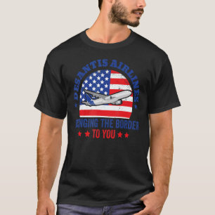 DeSantis Airlines Funny Political Meme USA Flag Ro T-shirt