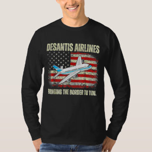 DeSantis Airlines Funny Political US Flag  T-shirt