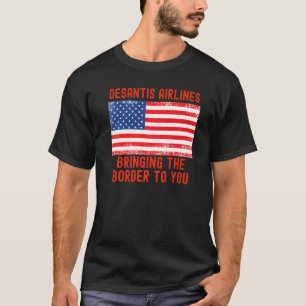 DeSantis Airlines Marthas Vineyard Meme USA Flag T-shirt