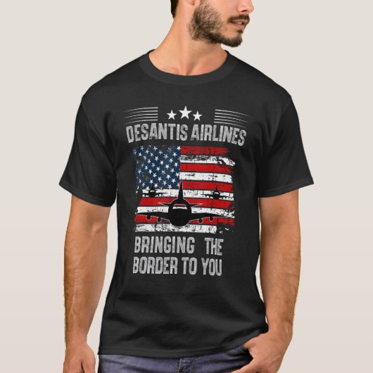 DeSantis Airlines Retro USA Flag DeSantis Airline T-shirt (Voorkant)