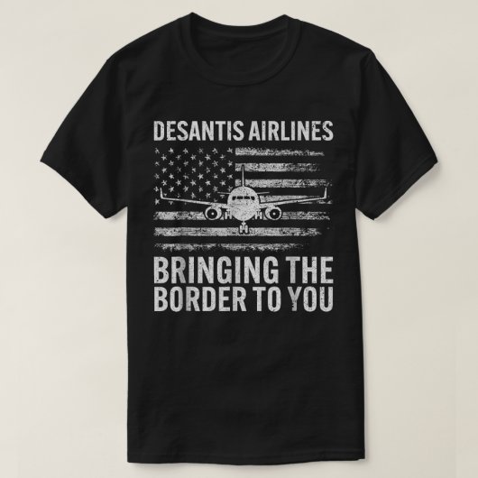 Desantis Airlines Shirt dat de grens haalt (Design voorkant)