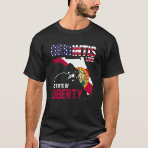 Desantisland State of Liberty Florida Map Fl Flag T-shirt